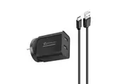 Sansai Dual USB AC Wall Charger Adapter w Type C Syncharge Cable for Phone BLK