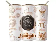 Zodiac Sign SCORPIO with Affirmations 20 oz Skinny Tumbler For Hot & Cold