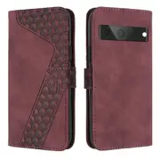 Google Pixel 7A Case, PU Leather Flip Cover Magnetic Clasp Design Wallet Card Slots Stand Case - Red