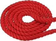 uxcell 1 Inch x 50 Feet Natural Twisted Cotton Rope 3 Strand Strong Thick Cotton Rope Tug of War Rope for Railings Crafts Home Decor, Red