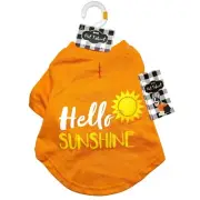 Woof Small Dog Hello Sunshine Orange Pet T-Shirt With Sun Graphic