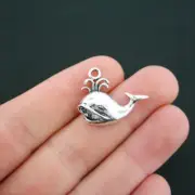 BULK 30 Whale Charms Antique Silver Tone - SC481