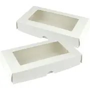 White Rectangle Cookie / Biscuit Boxes with Window Lids 22.5cm (Pack of 2)