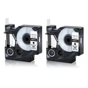 2PK 45013 Black on White Label Tape For DYMO LabelManager D1 120P 500TS PnP 1/2"