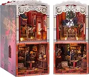 Yiwsnust Book Nook Kit for Adults, Miniature Dollhouse Booknook, 3D Wooden Bookend Bookshelf Insert Decor with LED Light, Detective Tiny House Model Kit Creative Craft,Home Decor (Detective Museum)