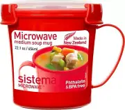 Sistema Microwave Soup Mug with Lid and Steam Release Vent, Dishwasher Safe, 22.