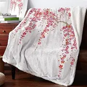 CVBFDB Leaves Branch Plant Sherpa Blanket Velvet Flannel Bedspreads Office Nap Throw Blanket Sofa Cover Bedding(125X200CM)