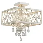 Crystal Semi Flush Mount Ceiling Light 4-Light Close to Ceiling Light Fixture...