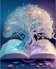 Diamond Painting Kits for Adults, Book Tree Full Drill Round Diamond Art Diamond Dots Suitable Home Wall Decor Gem Art 12x16inch