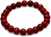 [JewelryWeb] 8mm Red Simulated Coral Bead Stretch Bracelet-Stretch-Bracelet for Women