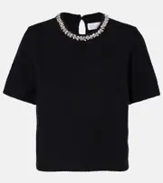 [Velvet] Velvet Layton embellished alpaca and wool-blend top AU 10 black