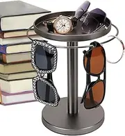 [Generic] Rotating Sunglass Display Holder | Eye Glass Display Stand 360-degree Rotation With Tray - Detachable Jewelry Storage Organizer Home Decoration For Nightstands