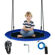 Costway 100cm Flying Saucer Tree Swing 300KG Swing Seat Outdoor Hammock w/LED Lights Blue