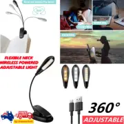 Adjustable LED Wireless Reading Light Clip Laptop Book Desk Rechargeable Lamp AU