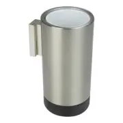 Pomd'or Ceramic Tumbler and Brass Holder, Wall-Mount, Satin Nickel & Wenge Wood