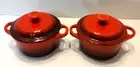 WORLD MARKET Small Red Casserole Ramekins w/ Lid. Set of 2