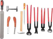 9PCS Farrier Tools Kit, Horse Hoof Trimmers, Horseshoe Trim Cutter, Steel Iron Ergonomic Handle Horseshoe Trim Cutter Pliers File Nail Hammer Hoof Tool Horse Equipment