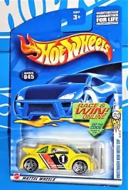 Hot Wheels 2002 First Edition #45 Volkswagen New Beetle Cup Yellow Short Stripes