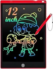 LCD Writing Tablet, 12 Inch Colorful Doodle Board Drawing Tablet for Kids, Reusable Drawing Pad, Learning Toys for 3 4 5 6 7 8 Years Old Girls Boys (Red)