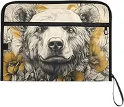 YMXFXP Expandable Filing Folder Bear Floral Cute, 13-Pocket Funny Cute Design with Sticky Labels, A4 Letter Size Document Organizer for Office, School, Boys, Girls