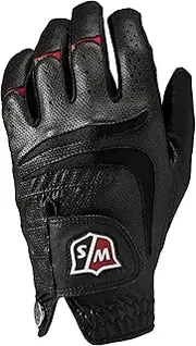 Wilson W/S Grip Plus Mens Golf Glove, Left Hand, Black, Medium