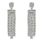 sparkly drop earrings solid Sterling Silver cubic zirconia chandelier, gift box