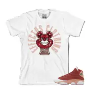Tee to match Air Jordan Retro 13 Dune Red Sneakers. Hustle Bear Tee