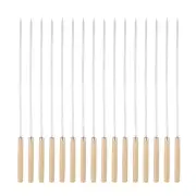 16pcs Kebob Skewers 34cmx4.3mmx1.2mm Flat Stick with Wood Grip Handle