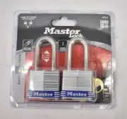 Master Lock 2 Pack 38mm Steel Body Padlocks 1-1/2" Long Shackle 3TLF Laminated