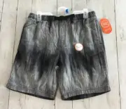Wonder Nation Boys Buckle Up Shorts Gray Tie Dye Adjustable Waist XXL (18) NWT