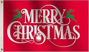 Merry Christmas Red Flag 3x5 Ft Large, 100D Silk Fabric For Moderate-Outdoor&Indoor Happy New Year Flags Holiday Decorations House Decor Decorative Xmas Flags Gifts Banner