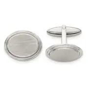 Stainless Steel Chisel Brushed And Polished Oval Cufflinks