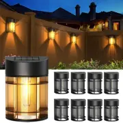 8 Pack Solar Fence Lights, LED Solar Outdoor Lights Waterproof Deck & Patio D...