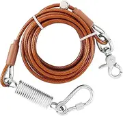 Coosbeni 17ft Chew-Resistant Dog Tie-Out Cable – Heavy-Duty Leash for Large Dogs Up to 125 lbs, with Spring Shock Absorber and 360° Swivel Hook – Ideal for Yard, Camping, Beach, Outdoor Running (17ft)