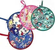 iDopick 4 Pack Japanese Foldable Fan,Folding Round Hand Fans,Collapsible Hanheld Fans Portable for Women Girls Daily Use Party Home Personal Decoration (4 Fans-B) (4 Fans-A)