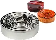 QLESHINING Round Cookie Cutter Set, Pastry Biscuit Cake Cutters Set of 12 Storage Tin for Dough, Pastry, Donut, Fondant, Sugarcraft, DIY, Cake Decoration (Silver)