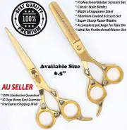 6.5"BARBER SALON HAIR HAIRDRESSING HAIRDRESSER THINNING SCISSORS RAZOR SHEAR SET