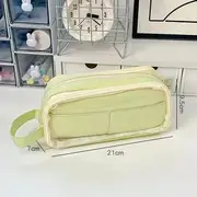 Color Panel Canvas Pencil Case Green - One Size