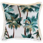 Cushion Cover-Coastal Fringe-Palm Trees White-60cm x 60cm