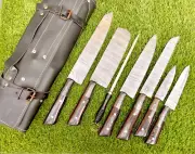 8PCS Custom Handmade Damascus Steel Chef Set Kitchen knives Cutting Knives Set