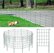 [OUSHENG] 35ft Green Garden Fence for Dog Pet, Easy Assembly Decorative Fencing Rustproof Metal Wire Panel Border Animal Barrier for Outside, Small Edging for Yard Lawn Outdoor Decor, Grids