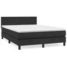 Box Spring Bed Faux Leather Queen Size Black Mattress 153x203 cm Comfort 3208