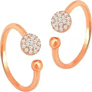 [Aheli] Rose Gold Plated CZ Studded Adjustable Toe Ring Fancy Bichiya Jewellery for Women, Brass, No Gemstone