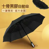 在飛比找PChome24h購物優惠-十骨黑膠自動傘 大傘面 晴雨傘 一鍵自動收開 防風 人體工學