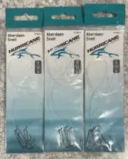 3 Packs Hurricane Snells Aberdeen Hooks Size 6 10 LB