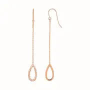 Textured Pear Shaped Long Drop Earrings in 14k Rose Gold