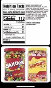 1 Starburst & 1Skittles Original Fruity Chewy Candy - Bulk Jar 54oz