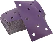 X AUTOHAUX Sandpaper Hook & Loop Sanding Sheets 7.09Inch x 3.74Inch Purple 50 Pcs P800 Rectangular Flocking 8 Hole Efficient Grinding and Polishing