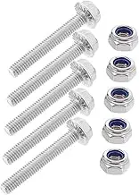HEALEEP Stainless Steel Hexagon Flange Bolts Nuts 304 Set Metal Nuts Hardware Fully Threaded Anti-Slip for DIY Projects