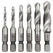 M3-M10 Drill Spiral Tap Bits HSS 1/4'' Hex Shank Metric Thread Cutter Set Silver